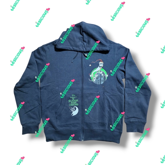 2025 DISNEYLAND NIGHTMARE BEFORE CHRISTMAS HAUNTED MANSION GRAY ZIPPED HOODIE - Picture 5 of 5